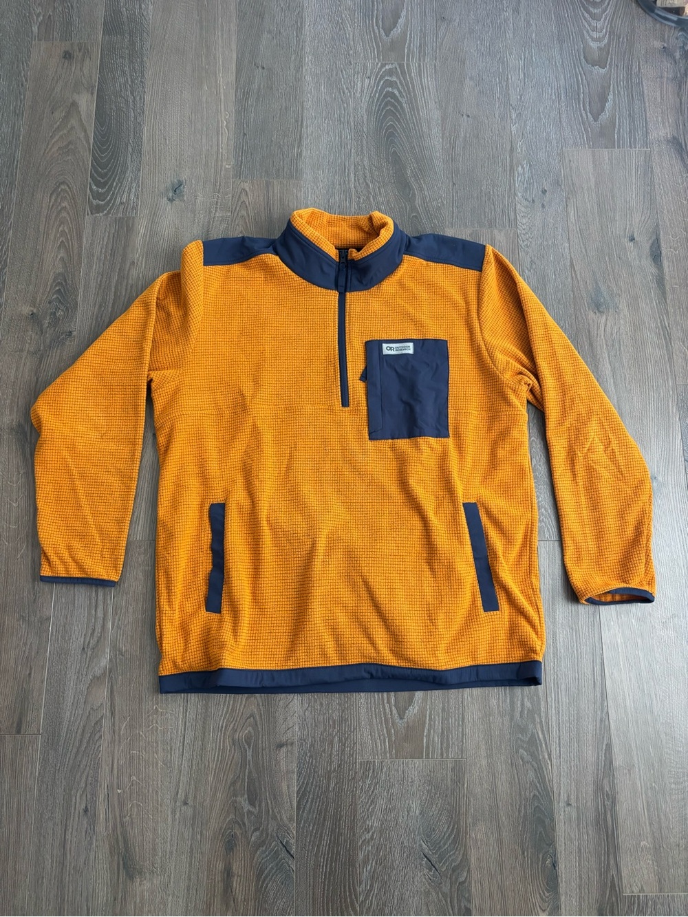 Outdoor Research Orange Half-Zip Pullover with Navy Accents